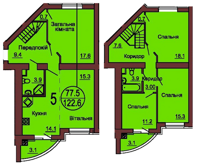 Двухуровневая 122.6 м² в ЖК София Клубный от 30 000 грн/м², с. Софиевская Борщаговка