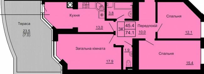 3-комнатная 74.1 м² в ЖК София Клубный от 24 000 грн/м², с. Софиевская Борщаговка