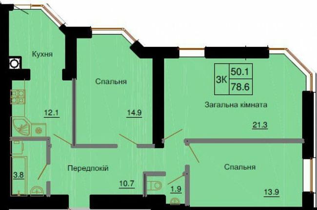 3-комнатная 78.6 м² в ЖК София Клубный от 24 000 грн/м², с. Софиевская Борщаговка