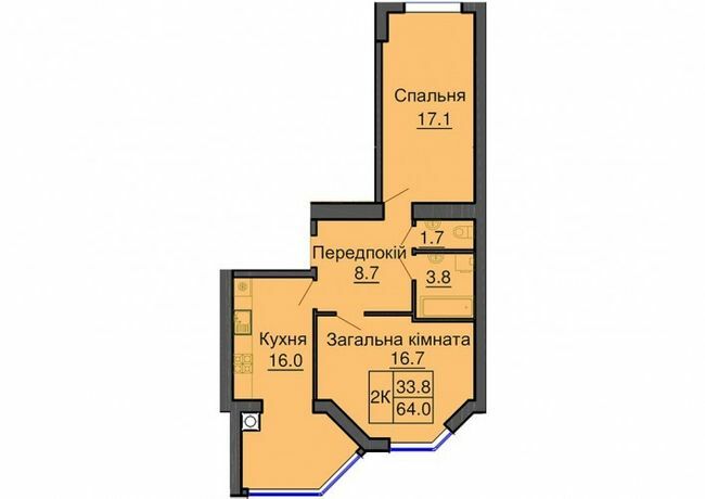 2-комнатная 64 м² в ЖК София Клубный от 26 000 грн/м², с. Софиевская Борщаговка