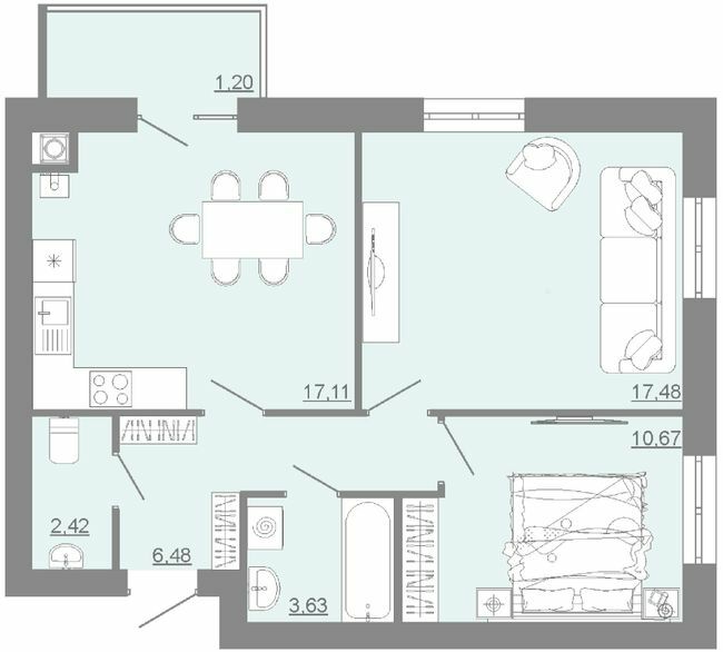 2-кімнатна 58.99 м² в ЖК Проект Парк від 14 850 грн/м², м. Пустомити