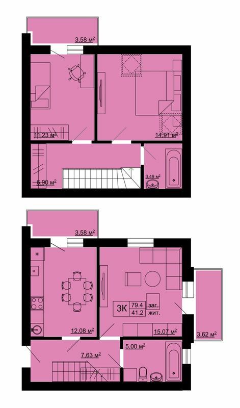 Двухуровневая 79.4 м² в ЖК Південний от 16 500 грн/м², с. Сокольники