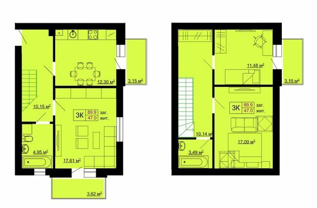 Двухуровневая 89.9 м² в ЖК Південний от 13 850 грн/м², с. Сокольники