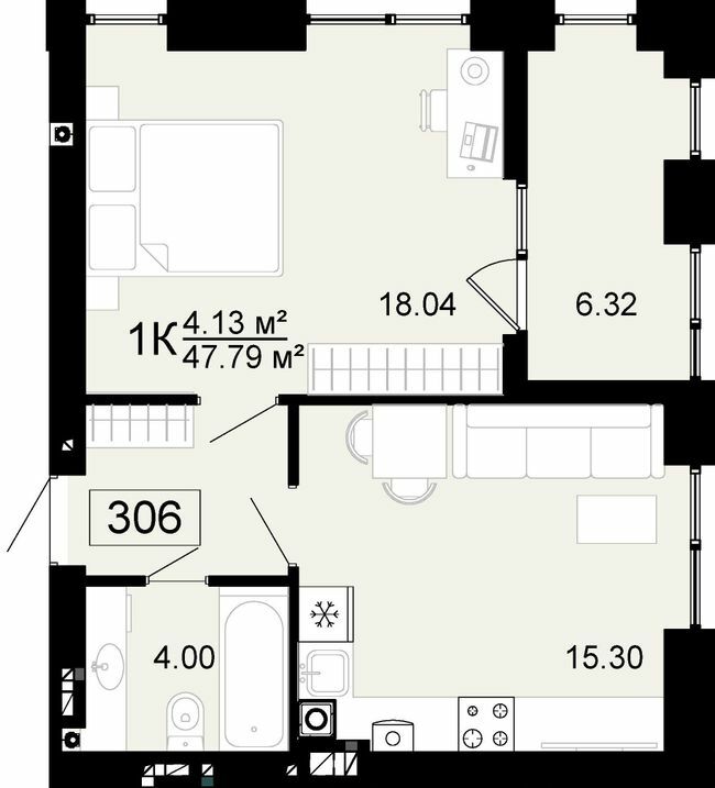 1-кімнатна 47.79 м² в ЖК City Lake від 18 000 грн/м², с. Шевченкове