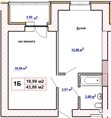 1-комнатная 43.86 м² в ЖК Чабаны 2 от 18 000 грн/м², пгт Чабаны