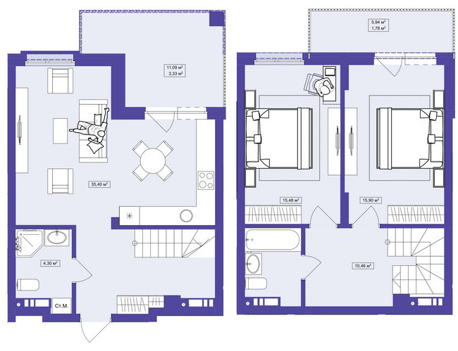 Двухуровневая 94.2 м² в ЖК Utlandia от 31 300 грн/м², г. Ирпень