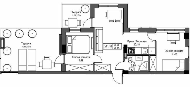 2-комнатная 48.85 м² в ЖГ ARTVILLE от 23 550 грн/м², пгт Авангард