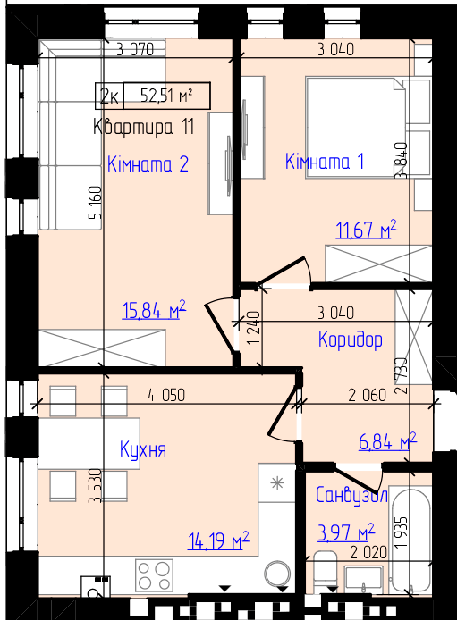 2-кімнатна 52.51 м² в ЖК Viking Home від 19 000 грн/м², м. Ірпінь