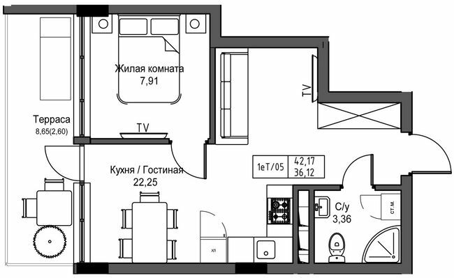 1-кімнатна 36.12 м² в ЖМ ARTVILLE від 23 650 грн/м², смт Авангард