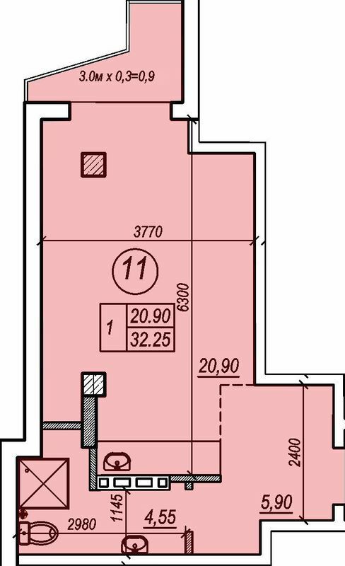 1-кімнатна 32.25 м² в ЖК Apart Royal від 42 950 грн/м², Одеса