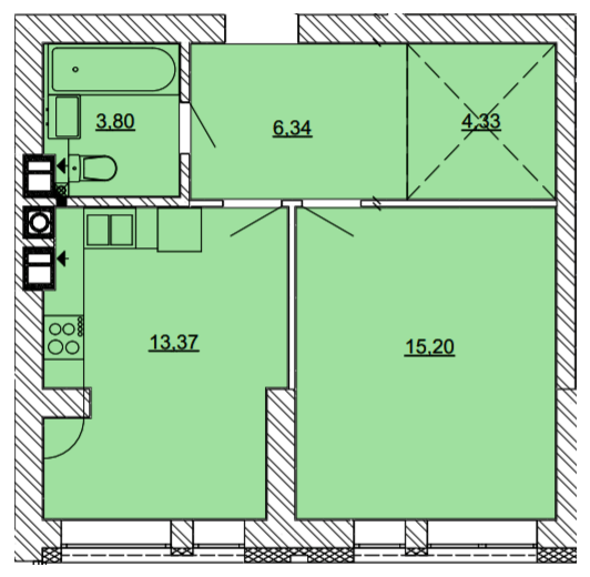 1-кімнатна 43.04 м² в ЖК Найкращий квартал від 24 250 грн/м², м. Ірпінь