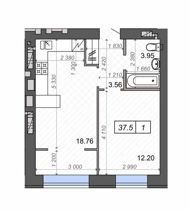 1-кімнатна 37.5 м² в ЖК Нові Метри Park від 23 550 грн/м², м. Ірпінь