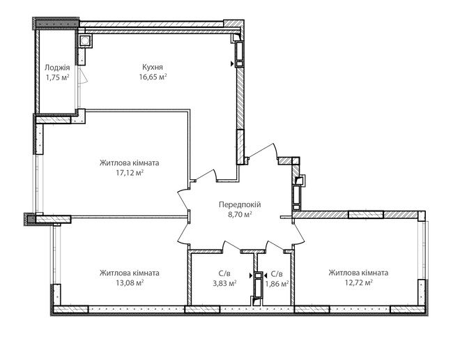 3-комнатная 75.71 м² в ЖК Синергия Сити от 17 500 грн/м², г. Ирпень