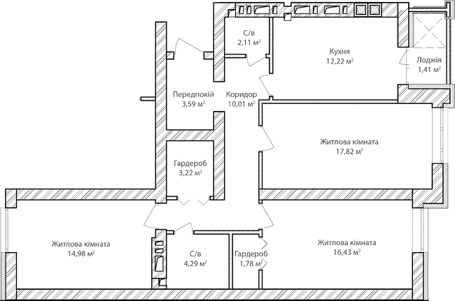 3-кімнатна 87.86 м² в ЖК Синергія Сіті від 15 600 грн/м², м. Ірпінь