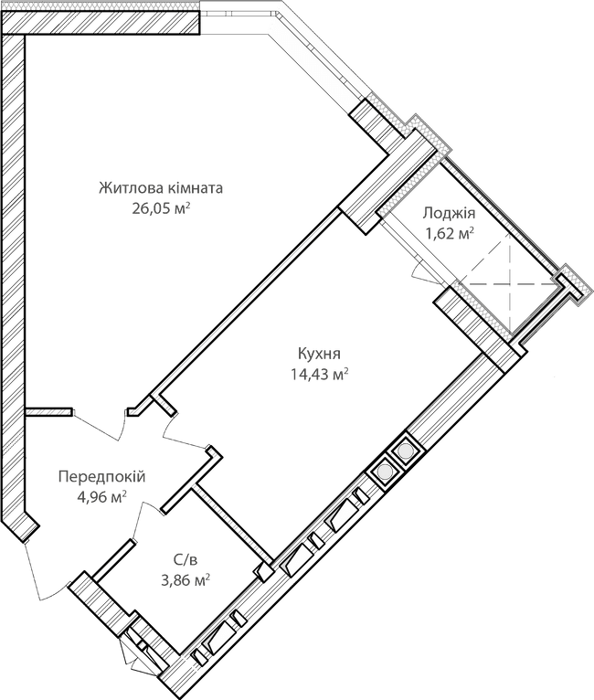 1-кімнатна 50.91 м² в ЖК Синергія Сіті від 29 000 грн/м², м. Ірпінь