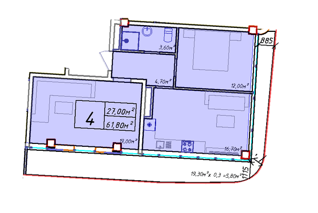 2-кімнатна 61.8 м² в ЖК Graf у моря від 42 600 грн/м², Одеса