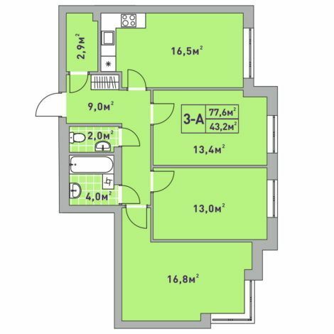 3-кімнатна 77.6 м² в ЖК Центральний-2 від 31 600 грн/м², м. Ірпінь