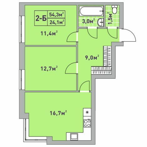 2-кімнатна 54.3 м² в ЖК Центральний-2 від 22 400 грн/м², м. Ірпінь