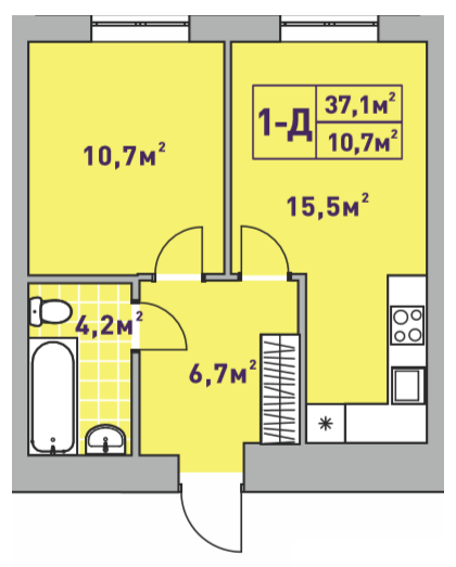 1-комнатная 37.1 м² в ЖК Центральный-2 от 26 000 грн/м², г. Ирпень