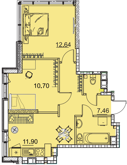 2-комнатная 50.5 м² в ЖК Manhattan от 22 300 грн/м², Одесса