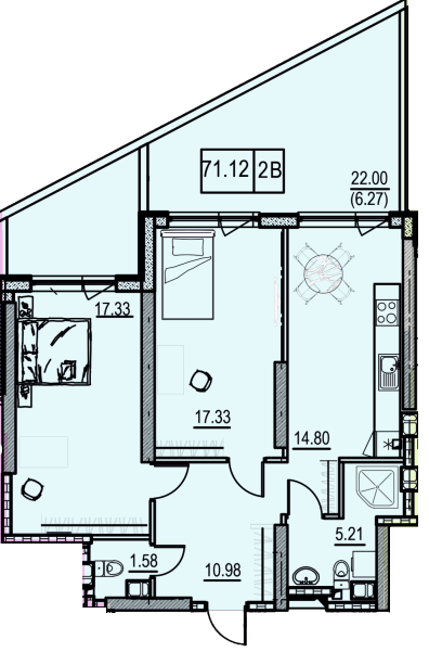 2-кімнатна 71.12 м² в ЖК Manhattan від 21 250 грн/м², Одеса