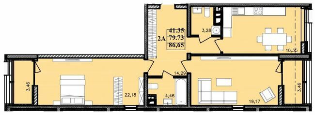 2-комнатная 86.65 м² в ЖК Modern от 26 950 грн/м², Одесса