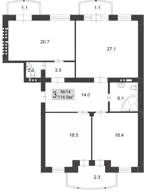 3-комнатная 114.8 м² в ЖК Palais Royal (Зеленый Мыс) от 27 050 грн/м², с. Крыжановка