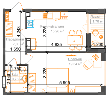 1-кімнатна 47.96 м² в ЖК Гостомель Residence від 18 800 грн/м², смт Гостомель