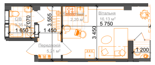 1-комнатная 26.51 м² в ЖК Гостомель Residence от 18 800 грн/м², пгт Гостомель