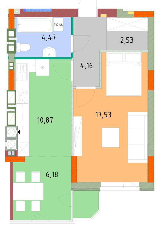 1-комнатная 45.82 м² в ЖК На Прорезной от 23 000 грн/м², пгт Гостомель