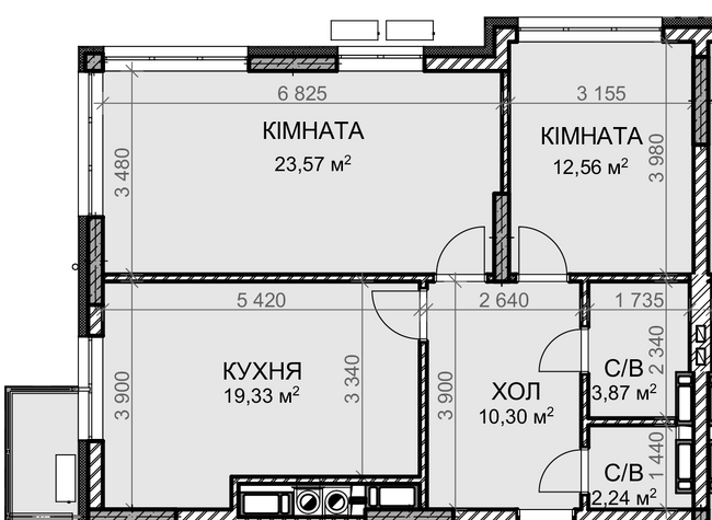 2-комнатная 71.87 м² в ЖК Клубный дом-2 от 30 500 грн/м², Киев