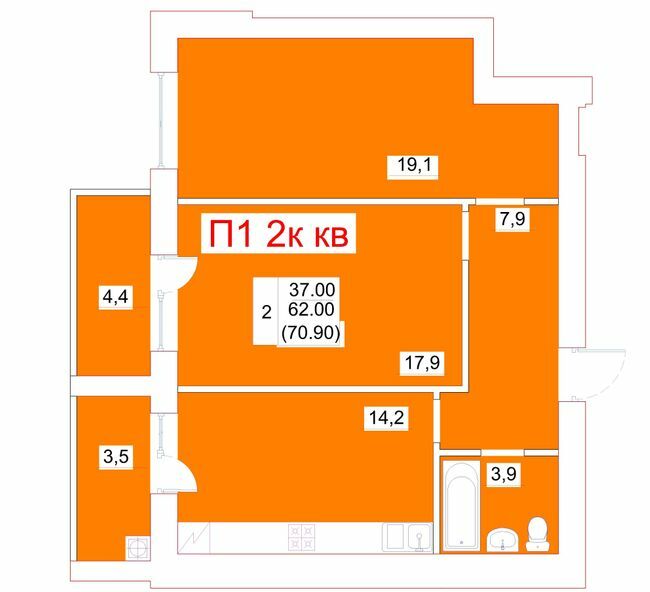 2-комнатная 70.9 м² в ЖК Мрія от 19 500 грн/м², г. Белая Церковь