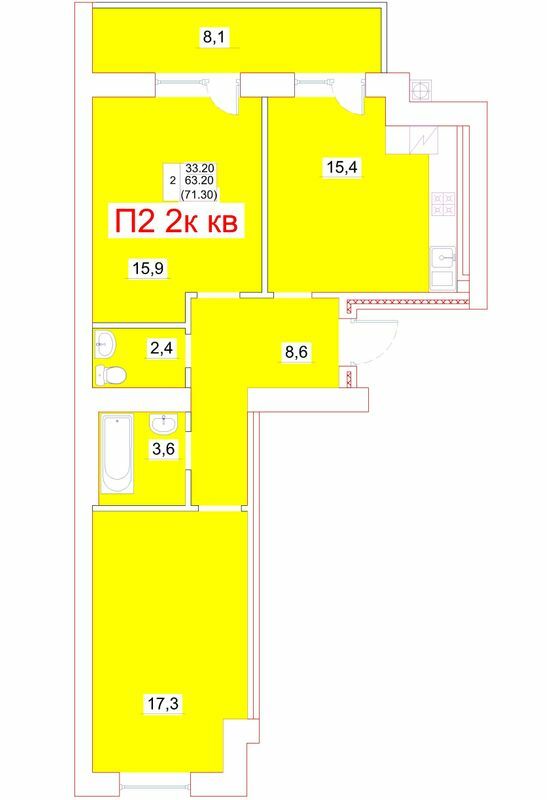 2-комнатная 71.3 м² в ЖК Мрія от 19 500 грн/м², г. Белая Церковь