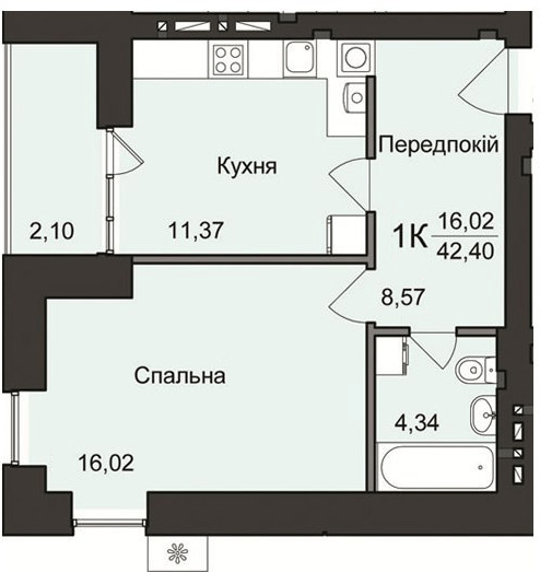 1-комнатная 42.4 м² в ЖК Дом №2 от 20 500 грн/м², г. Борисполь