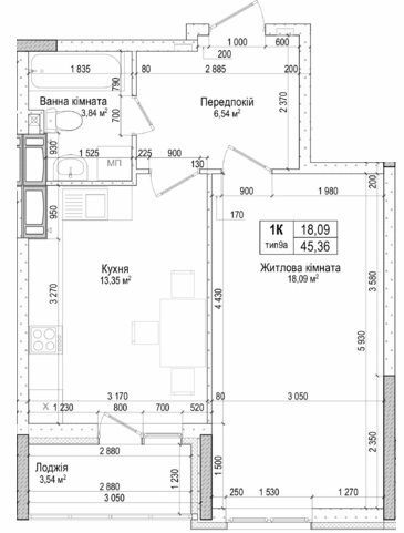 1-кімнатна 45.36 м² в ЖК Атлант на Київській від 21 500 грн/м², м. Бровари