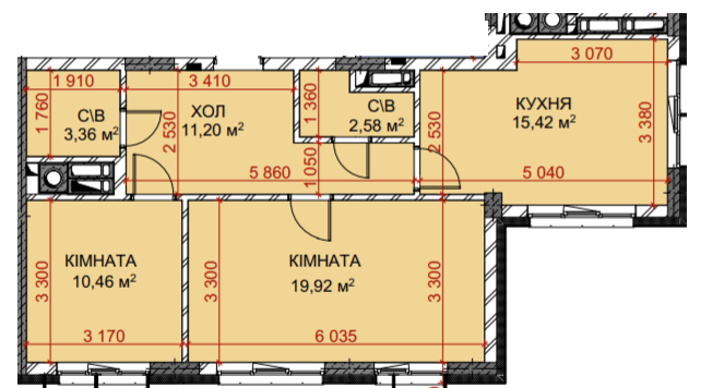 2-комнатная 62.94 м² в ЖК Riverside от 34 000 грн/м², с. Погребы