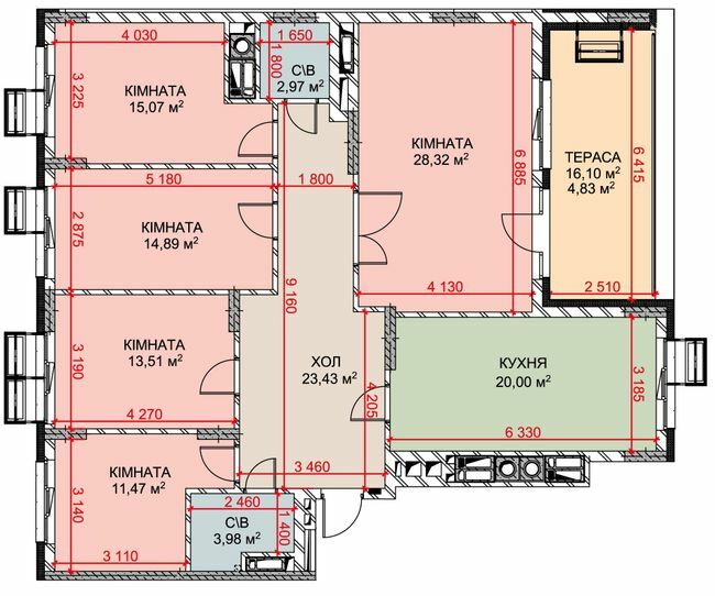 5+ кімнат 138.47 м² в ЖК Riverside від 38 800 грн/м², с. Погреби