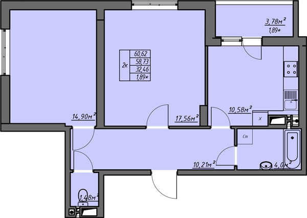 2-кімнатна 60.62 м² в ЖК Одеські традиції від 22 850 грн/м², Одеса