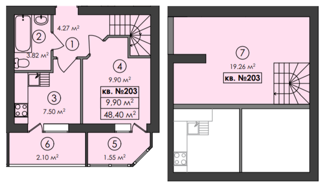 Двухуровневая 48.4 м² в ЖК Family-2 от 18 100 грн/м², с. Гатное