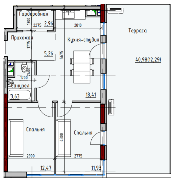 2-кімнатна 67.93 м² в ЖК Простір Eco City (Простір на Радісній від 24 700 грн/м², Одеса