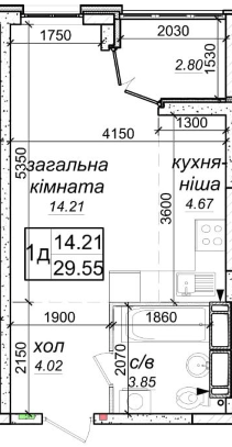 1-комнатная 29.55 м² в ЖК Одесский бульвар от 23 800 грн/м², с. Новоселки