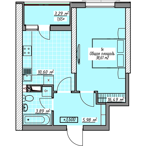 1-кімнатна 38.61 м² в ЖК Елегія Парк від 28 750 грн/м², Одеса