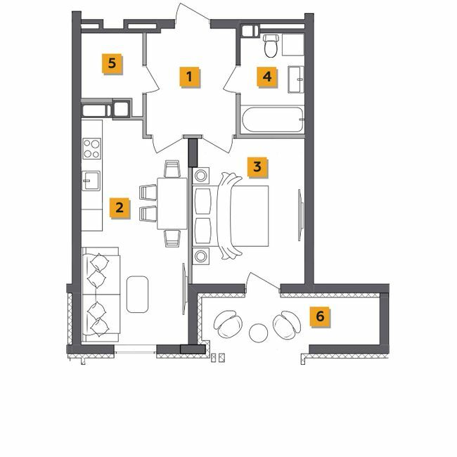 1-комнатная 48.76 м² в ЖК Basa city от 28 500 грн/м², с. Ходосовка