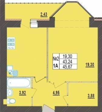 1-комнатная 45.67 м² в ЖК Левада Новая от 16 800 грн/м², Хмельницкий