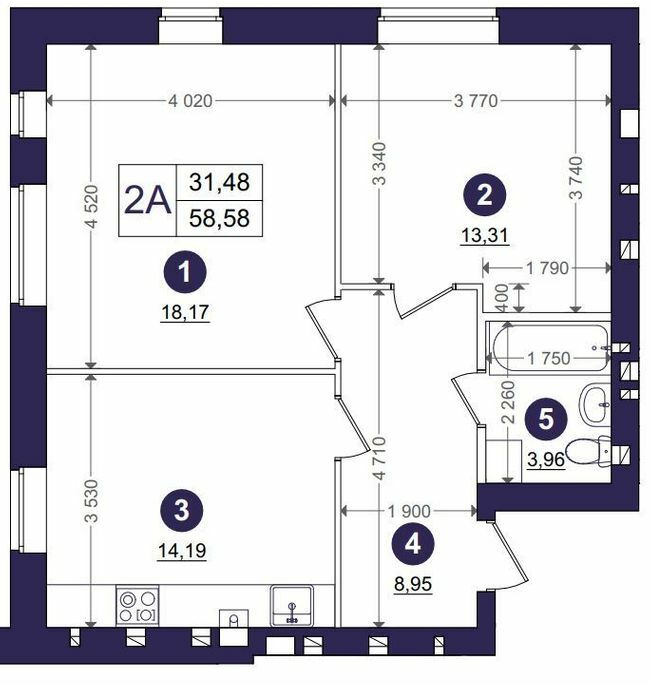 2-комнатная 58.58 м² в ЖК Эмоция от 21 000 грн/м², с. Хотов