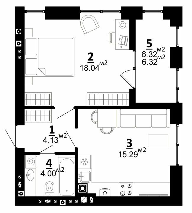 1-комнатная 47.78 м² в ЖК City Lake от 22 500 грн/м², с. Шевченково