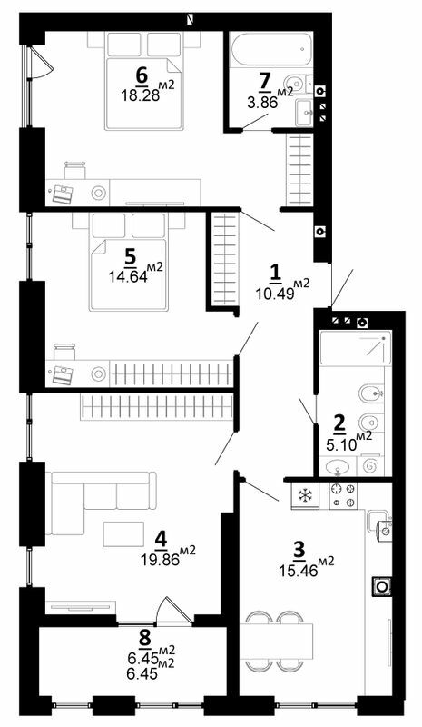 3-комнатная 94.14 м² в ЖК City Lake от 19 500 грн/м², с. Шевченково