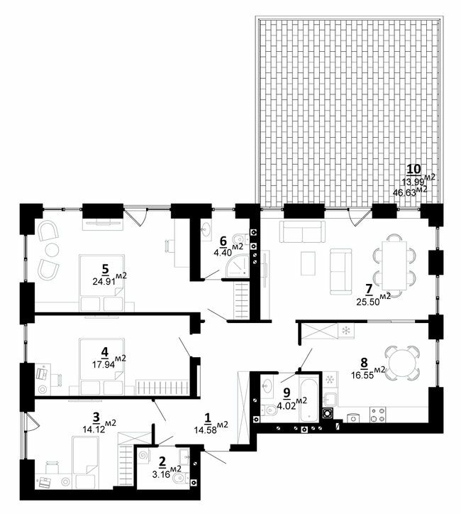 4-комнатная 139.17 м² в ЖК City Lake от 19 500 грн/м², с. Шевченково