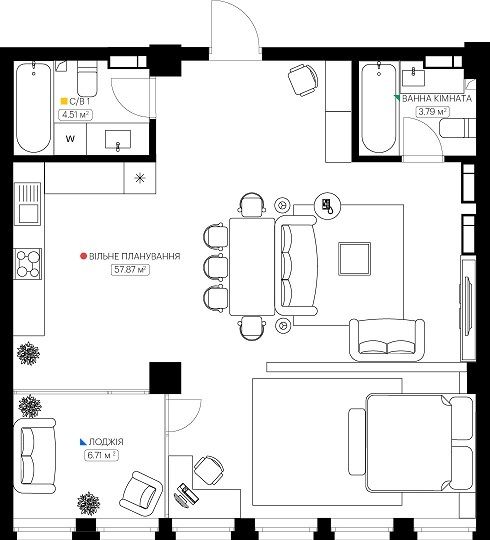 2-кімнатна 72.88 м² в ЖК KYIVPROEKT City Space від 98 800 грн/м², Київ