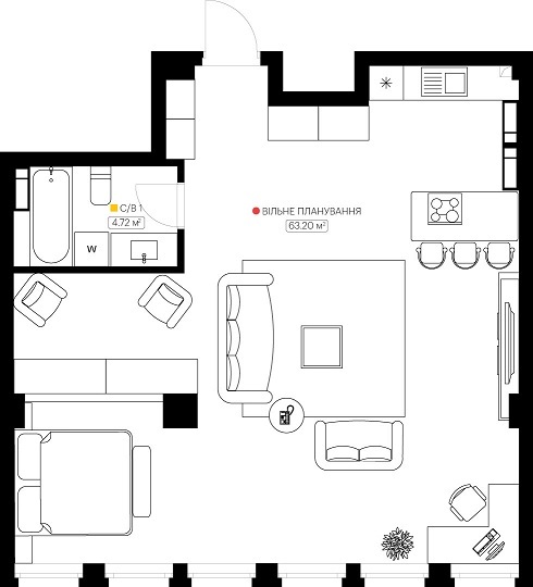 2-комнатная 67.92 м² в ЖК KYIVPROEKT City Space от 115 953 грн/м², Киев